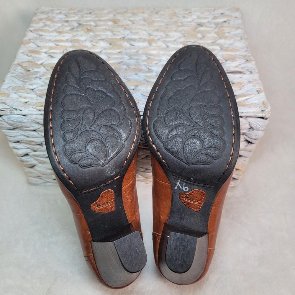 Born Nance Style Heel Loafer Academia Witchy Boho Brown Leather Tassel Size 8 - Picture 5 of 7